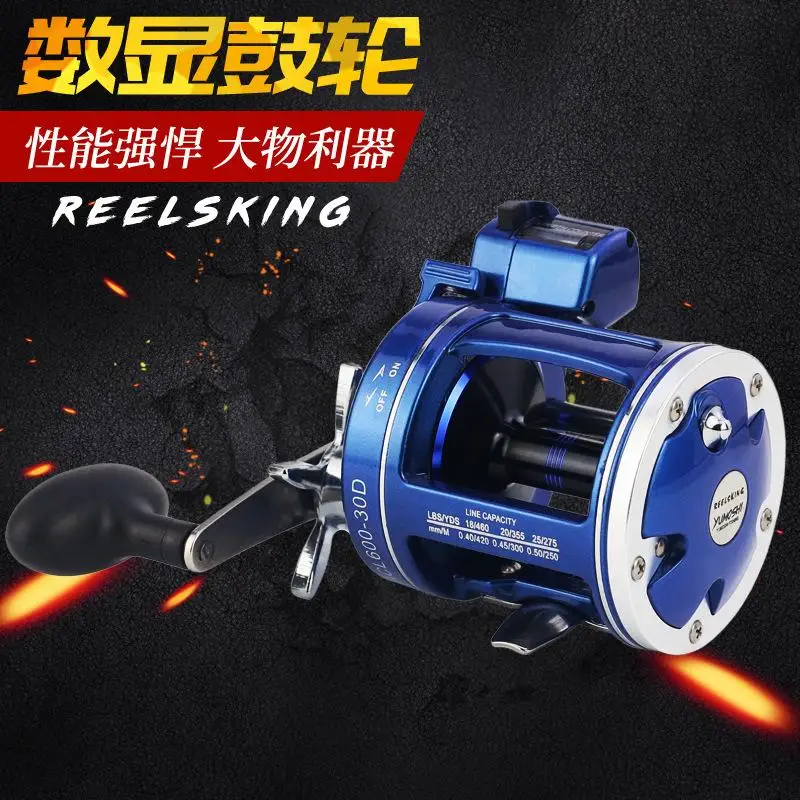 

2019 Blue 12BB Big Fishing Reel Fish Lures Cast Drum Wheel Containing Fish Line Counter Trolling Sea Boat Fishing Wheel