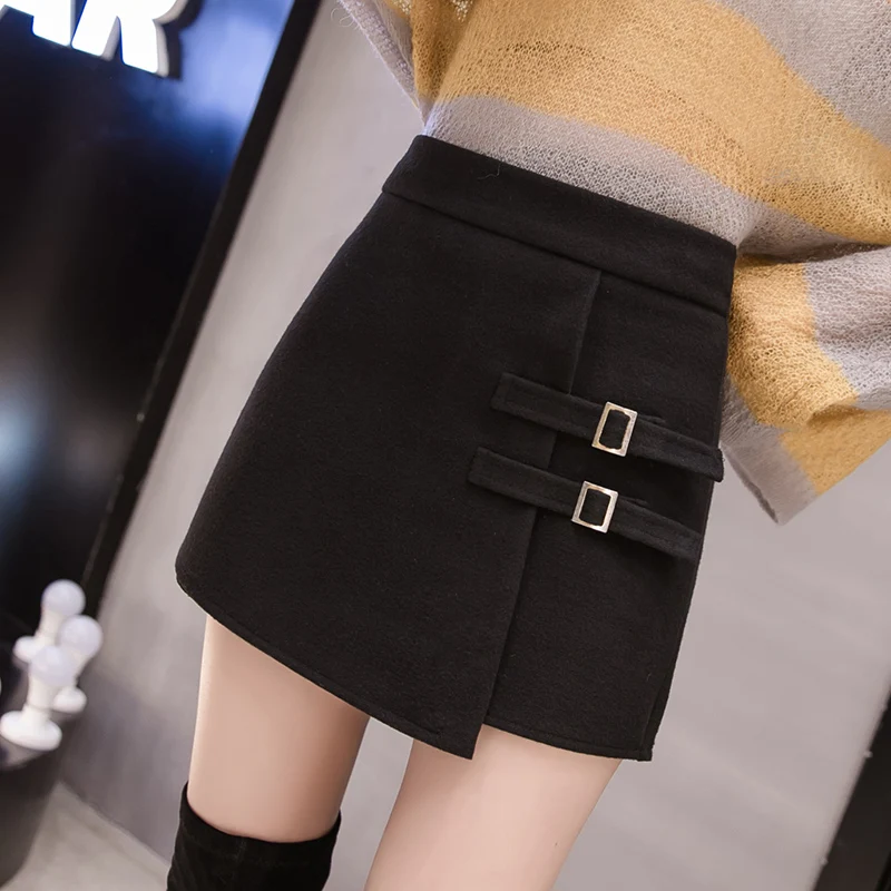 Трапециевидная японская каваи мини-юбка женская Империя Harajuku школьная форма юбки офисные женские пуговицы Зимние выше колена юбка