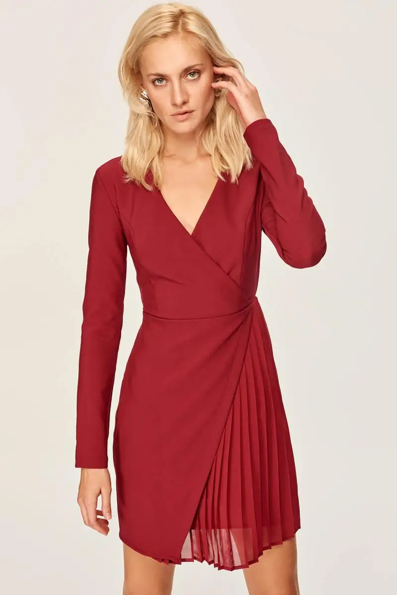 Trendyol Бордовое платье с рюшами TOFAW19CU0022|Платья| |