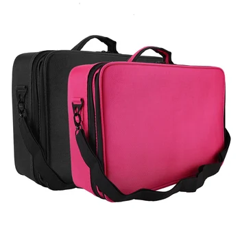 

Upgrated 3 Layers Cosmetic Organizer Artist Makeup Case with Shoulder Strap Container Storage Box