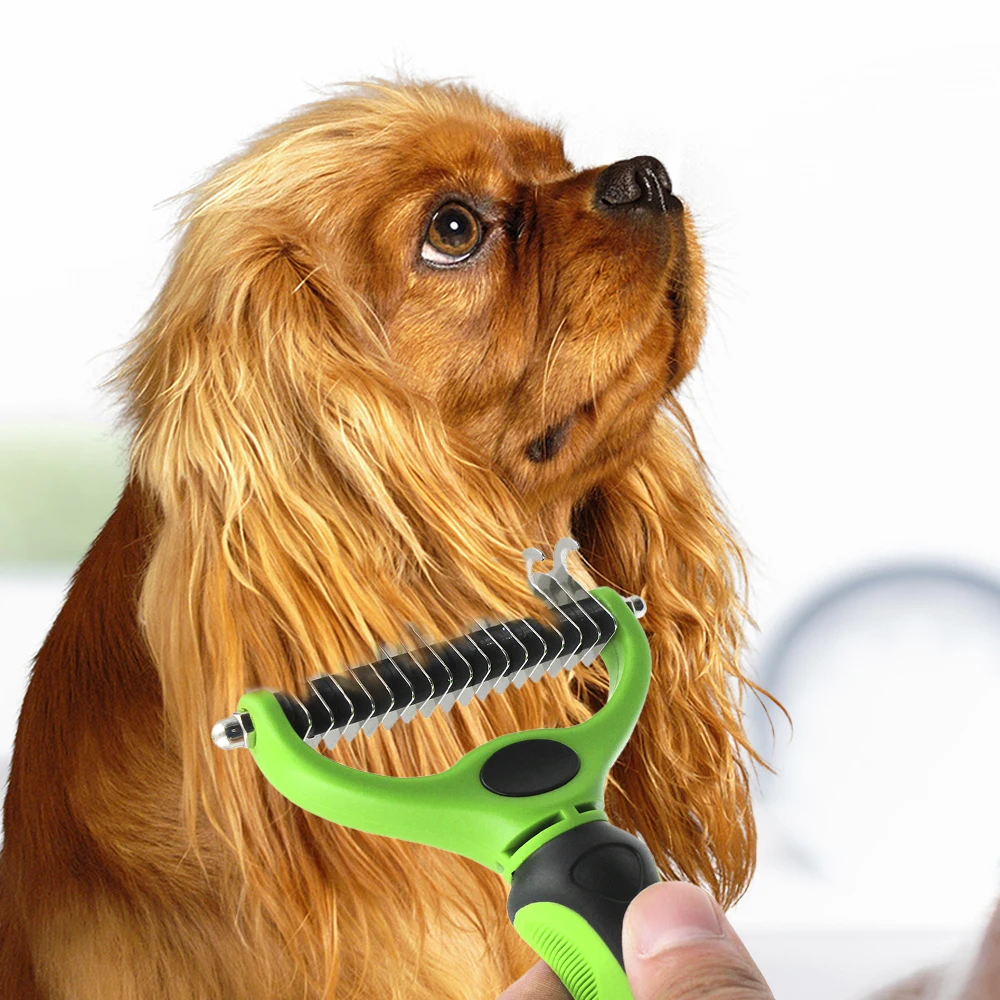 

Double-sided Stainless Pet Comb Pet Hair Removal Comb Detangler Fur Trimming Dematting Deshedding Brush Grooming Tool