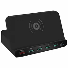 3-в-1 Беспроводной Зарядное устройство QC 3,0 Быстрая зарядка 5 Порты usb Тип C зарядная док-станция для iphone samsung смартфона Xiaomi