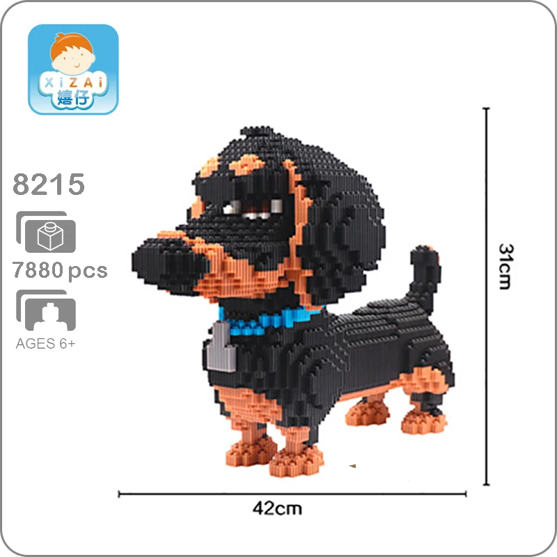 BS Micro Diamond Mini Building Nano Blocks Toy Dachshund Black Dog Pet Animal