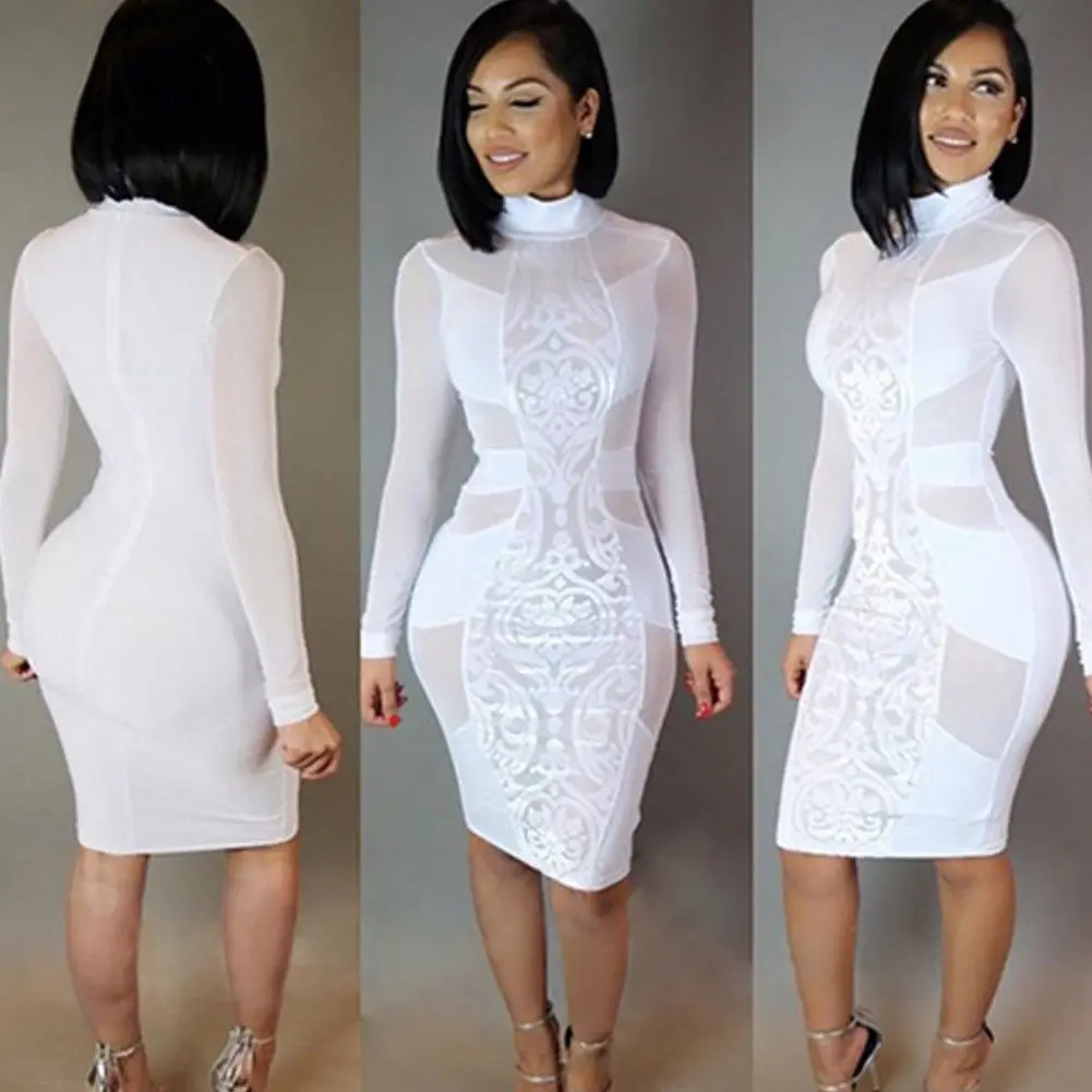 

2019 Sexy Women Dress Patchwork Cotton Solid Long Sleeve Women Deep Splice Dress Sexy Mini Dress