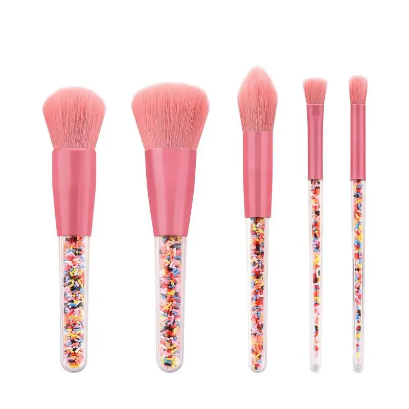 5pcs Professional Makeup Candy Beads Handle Makeup Brush Set Foundation