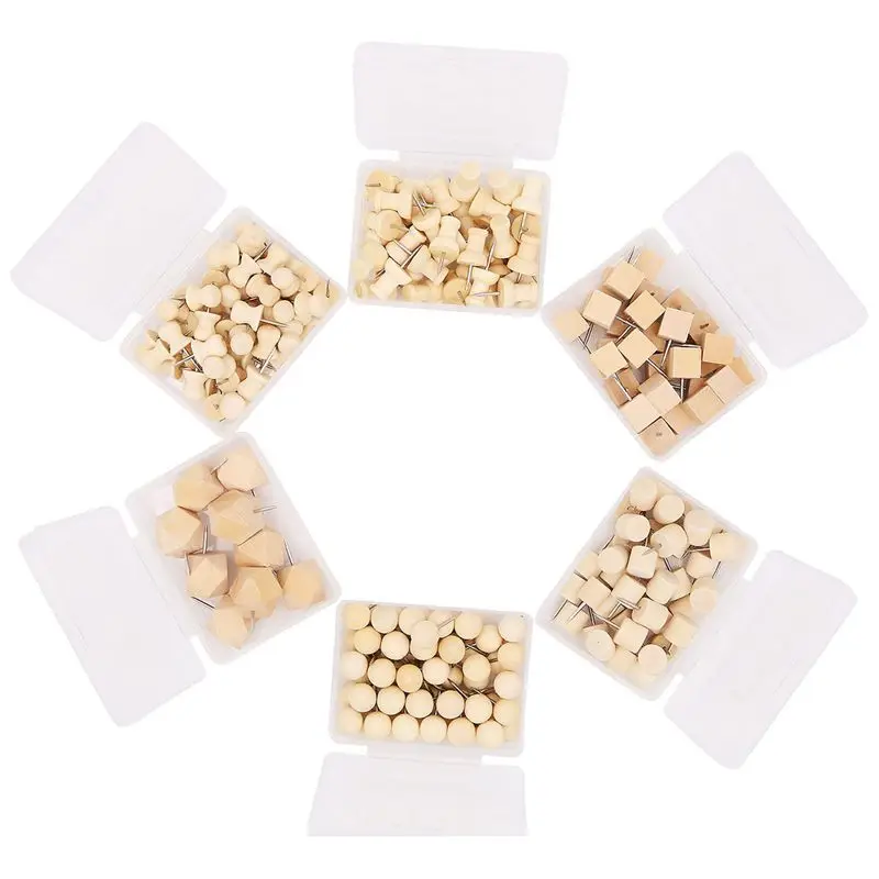 

Wood Push Pins,Combine Octagon I-Shape Round Square Cylinder Straw Hat Shape Wooden Thumb Tacks Decorative For Cork Boards Map