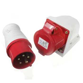 

Promotion!16 Amp 5 pin Plug & Wall Mount Socket Weatherproof IP44 3 Phase 380-415v 3P + N + Earth 16A