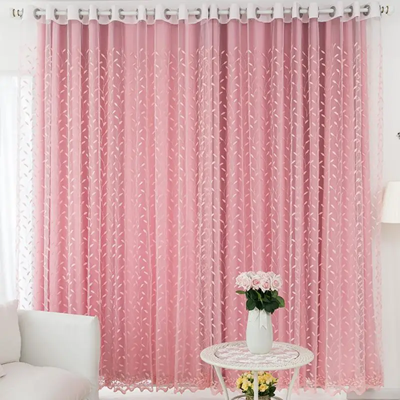 

Double Layer Gauze Curtain Hollowed Out Shading Embroidery Modern Nordic Style Window Curtains For Home Kitchen Living