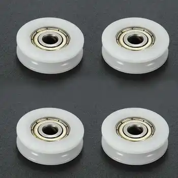 

4pcs U Groove Nylon Round Pulley Ball Bearing Wheel Roller for Door Windows Shower Pulleys Drawer