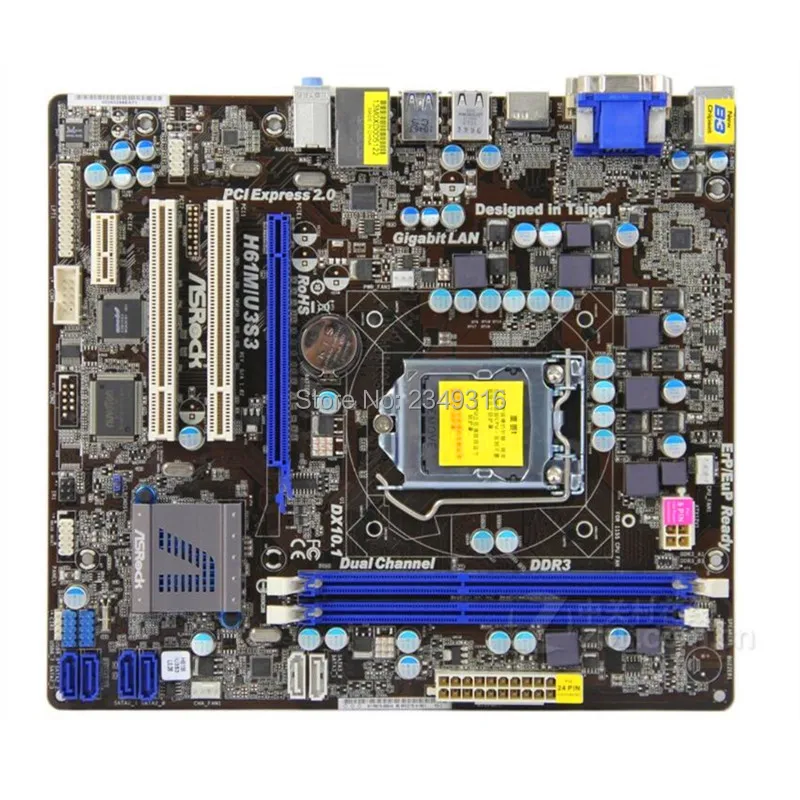 Для настольной платы ASRock H61M/U3S3 H61 слот LGA1155 DDR3 Материнская плата SATA2 USB2.0 Поддержка