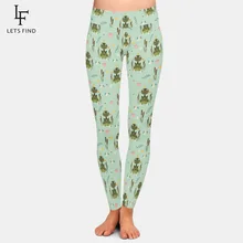 LETSFIND Новое поступление женские леггинсы с высокой талией и принтом лягушки из мультфильма эластичные модные леггинсы молочного шелка размера плюс повседневные Леггинсы