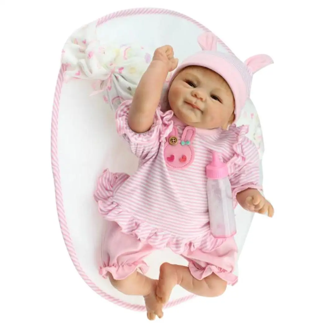 

Kids Soft Silicone Realistic With Clothes Collectibles, Gift, Playmate Opened Eyes Reborn 2-4Years Baby Doll