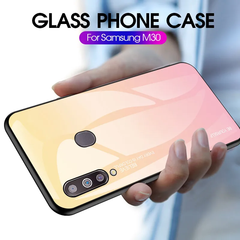 

Gradient Tempered Glass Phone Case for Samsung A50 A40 A60 A70 A20E A10 A30 Cover M30 M20 M10 Coque Galaxy S10 Plus/E S9 S8 Capa