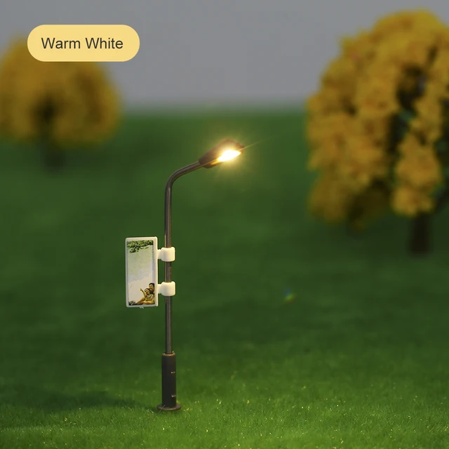 20pcs White Model Street Lights Layout Lamppost Train Garden Playground Scenery Led Lamp Lighting 1:100 Scale 110mm 6