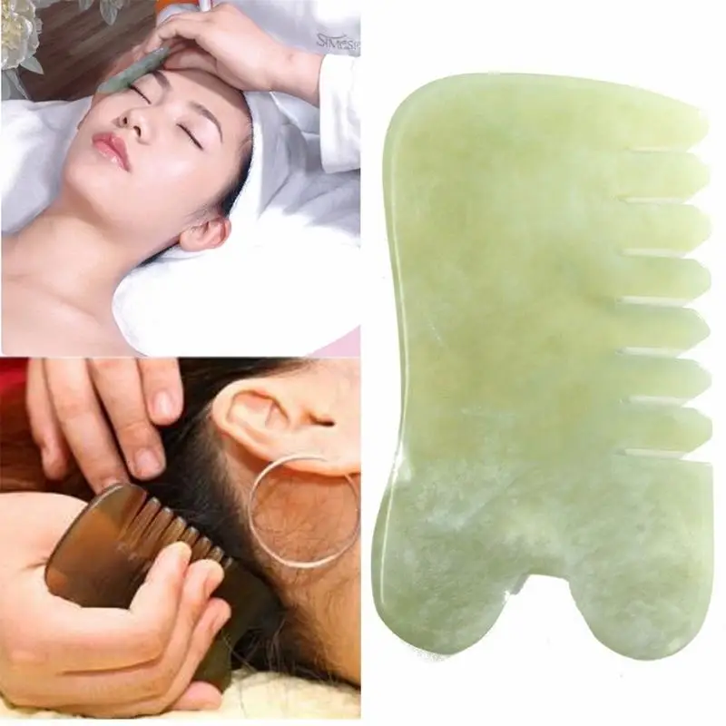 

Natural Jade Stone Guasha Board Comb Shape Massage Healthy Beauty Tool