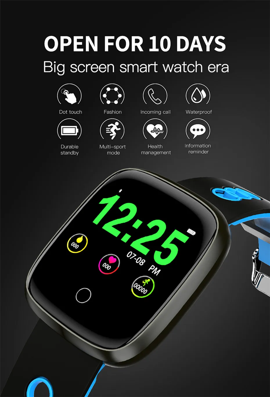 

DK03 Smart Sport Watch Mens Smart Wristband IP67 Waterproof Smart Watch Women Bluetooth Fitness Tracker for Android/IOS