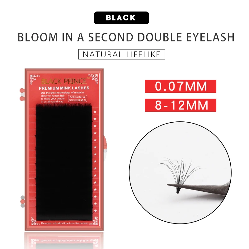 

BLACK PRINCE 1'S Double row autofans eyelash easy fanning lashes autofloracion fan Russian volume two-tone lashes make up cilia