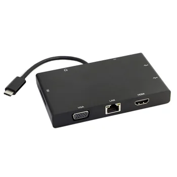 

Xiwai USB-C USB 3.1 Type-C to HUB HDMI USB VGA Gigabit Ethernet & SD Audio & Female Charger Adapter for Laptop