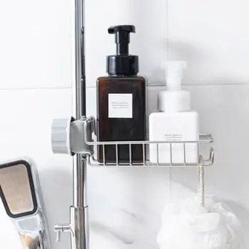 

1PCS Stainless Steel Kitchen Faucet Sink Storage Rack Drain Basket Shower Rod Rack Bath Organizer Bathroom Storage Shelf
