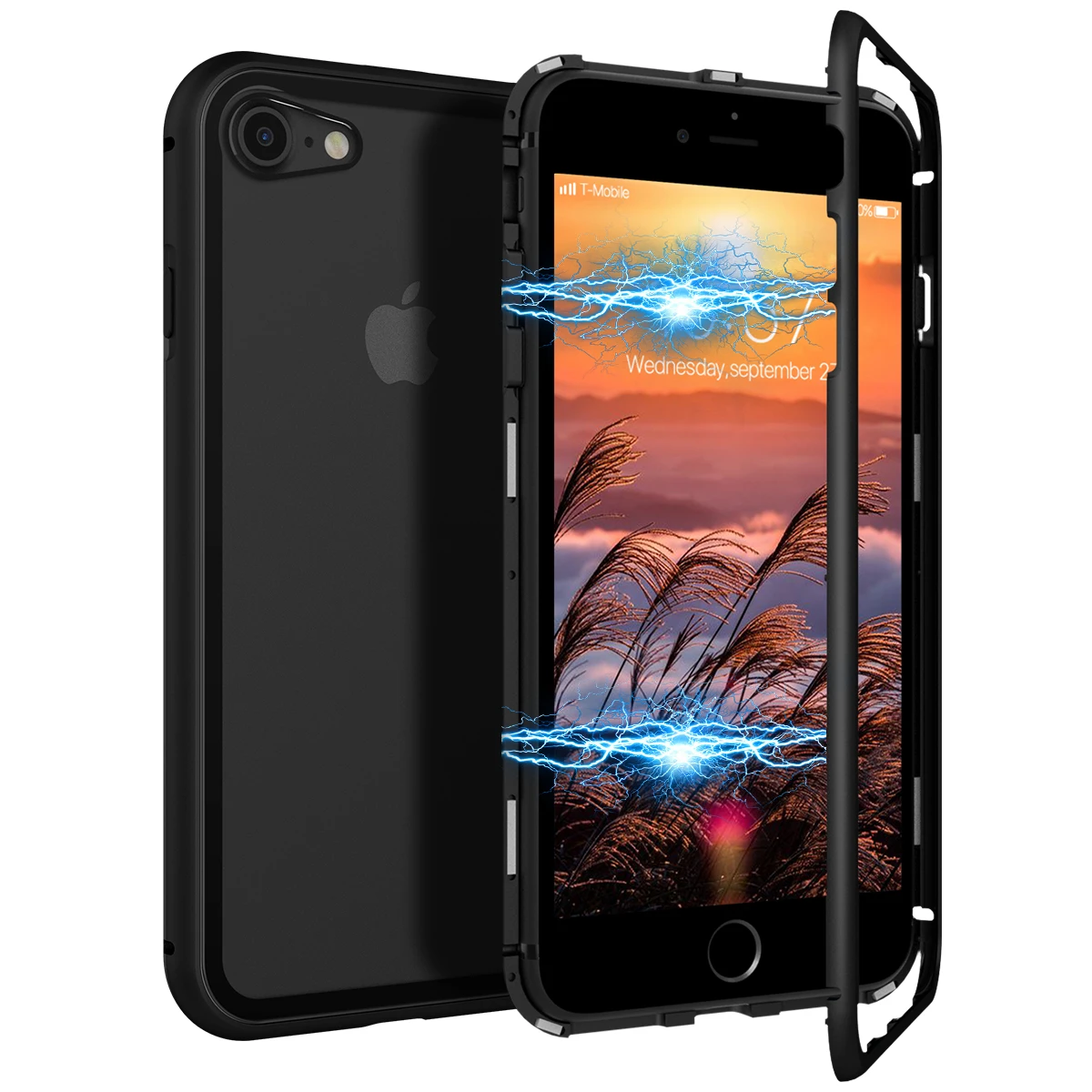 

2 in 1 Phone Case For iphone 7 8 plus Cover Hard Transparent Back Protective Magnetic Shockproof Cover For iphone X Xs Case