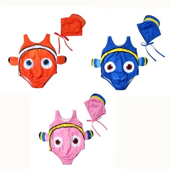 

2019 New Toddler Kids Girl Boy Summer Goldfish Bikini+Swimming Cap 2Pcs Swimsuit Beach Holday Swimwear Fashion Bathing Suit 1-6Y