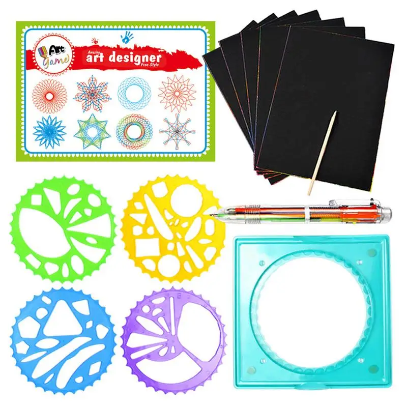 

Million Flower Ruler Magic Set Children's Art Drawing Template Rules For Wisdom Stationery Flowering Curve Gauge