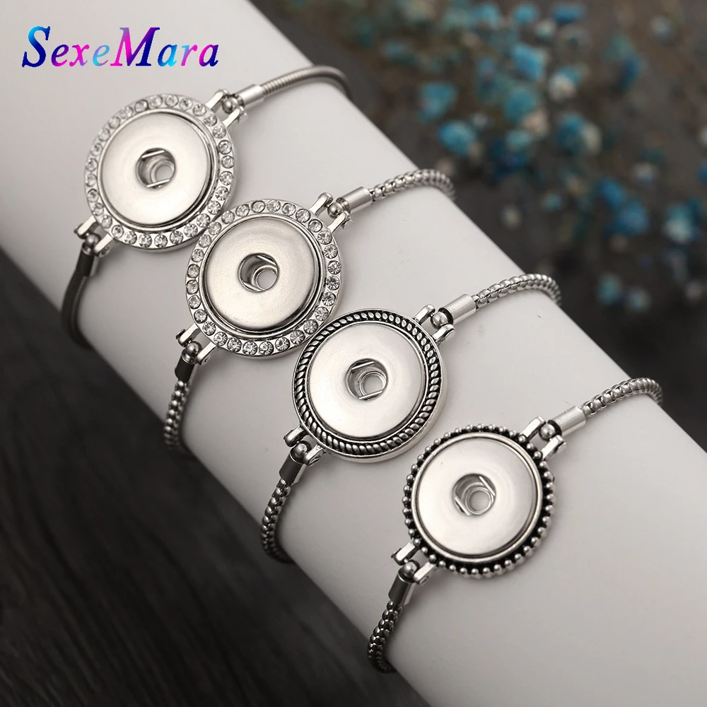 Buy New Snap Button Jewelry Adjustable Chain Bracelets Metal Snap Bracelet Fit