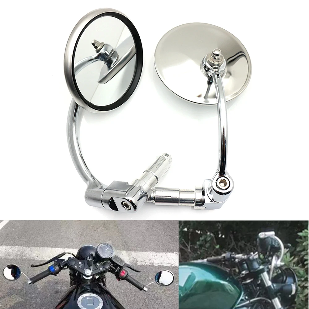 Evomosa мотоциклетные зеркала Chopper Bobber Cruiser Бар торцевые боковые заднего вида для