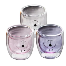 Прекрасный медведь двухслойная стеклянная чашка посуда для напитков инновационное боросиликатное стекло прозрачное вино кофейная чашка термостойкая кружка