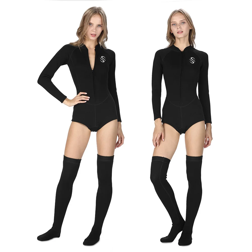 

SLINX Women 2mm Long Sleeve Sunblock Bikini Diving Suit Wetsuit Nylon Waterproof Thermal Insulation Wetsuit For Swimming Surfing
