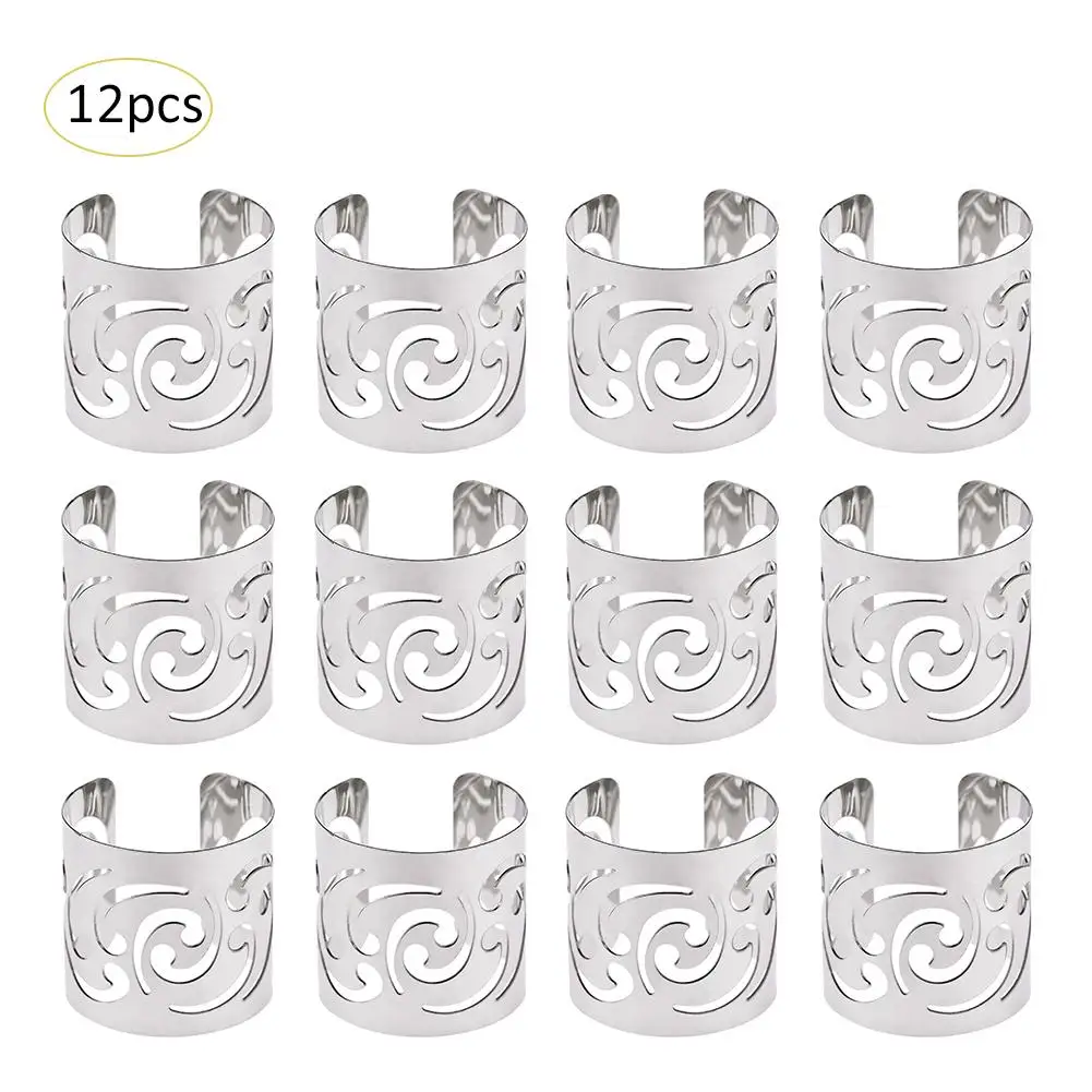 

12pcs/set Metal Cutout Texture Napkin Rings for Wedding Receptions Gifts Holiday Banquet Dinner Christmas Table Decoration