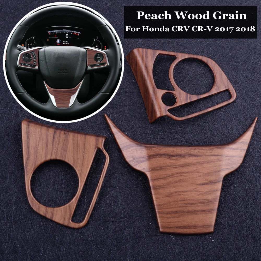 

3PCS /set Car Steering Wheel Cover Decor Trim For Honda CRV CR-V 2017- 18 Newly