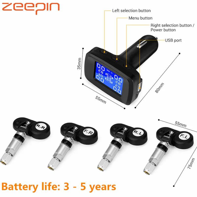 ZEEPIN TY13 Авто Беспроводная универсальная TPMS автомобильная система контроля