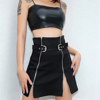 

Yewa's Store Women Spandex Slit Skirt Sexy Split Joint Skirt Metal Zipper & Buttocks Hip-wrapped High Street Ladies Skirts 2019
