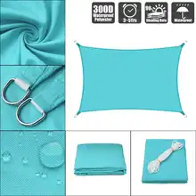 2x3 2x4 2x5 2,5x3 3x4 3x5 3x6 голубой 300D 160GSM полиэфирная оксфордская ткань Маскировочная сеть Солнца Открытый прямоугольник