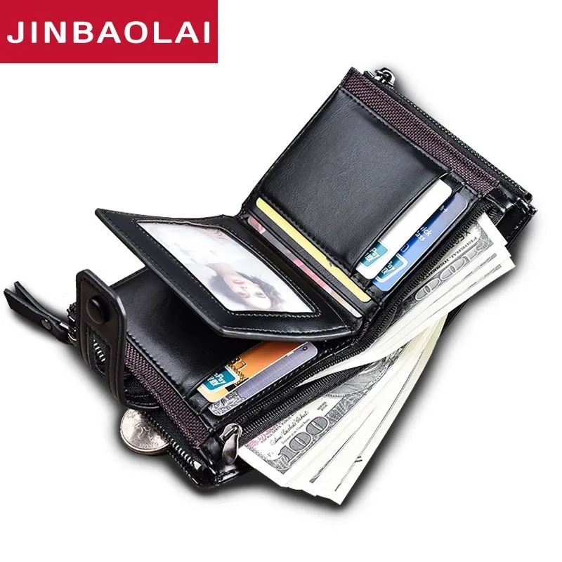 

Bifold Leather Wallet Design Short Men's Wallet Fashion Coin Purse Quality Guarantee Wallet Zipper Coin Pocket Purse Card Holder