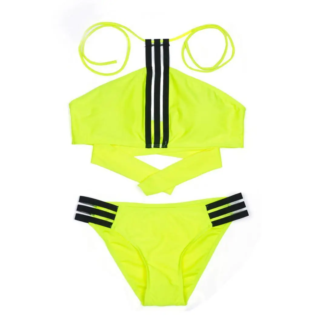 Conjunto de Bikini Sexy para mujer con dos piezas acolchadas con cuello