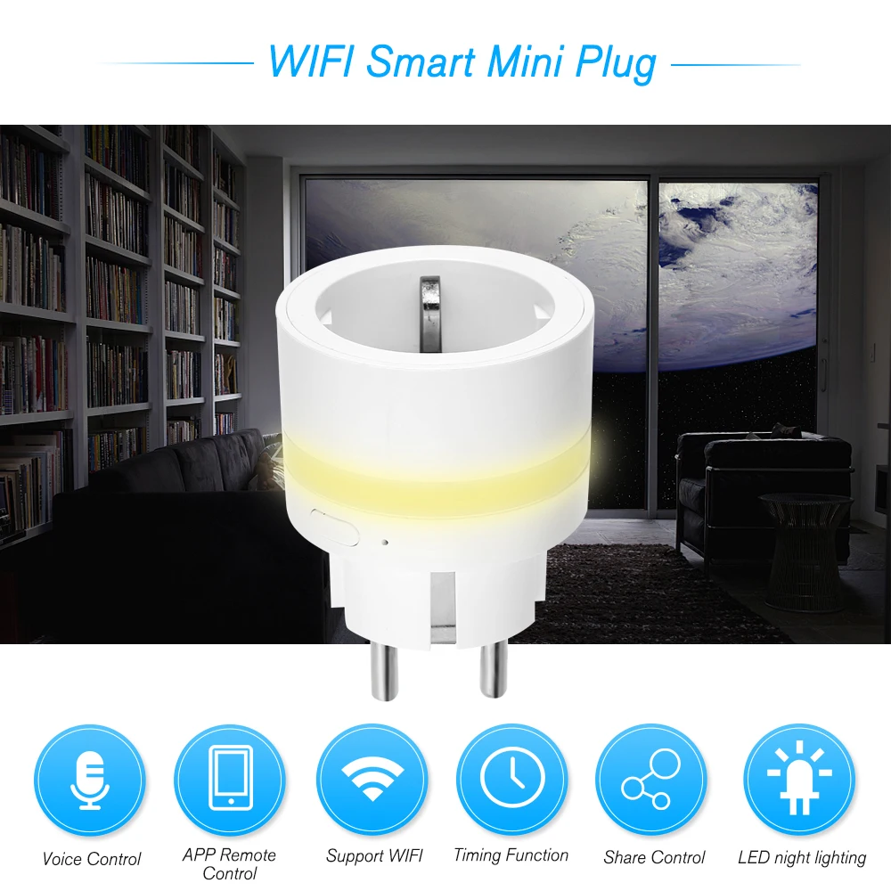 

New Smart Wifi Plug With Led Night Lighting Wifi Connection Phone App Remote Control Real Time Power Consumption Measurement