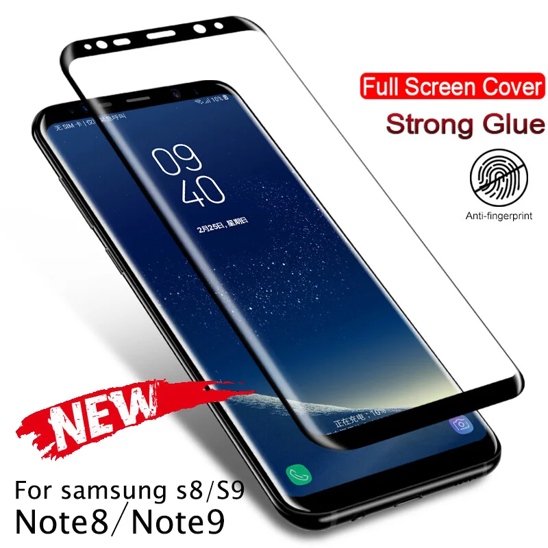 

Full Curved Screen Protector glass For Samsung Galaxy S9 S8 Plus Note 9 Tempered Glass For Samsung Note8 S9 S8 Cover Glass Film