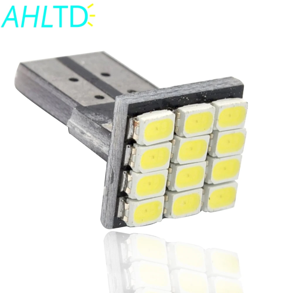 T10 W5W Canbus Белый 1206 12SMD светодиодный автомобиля задние фонари приборной панели светильник AC/DC 12V парковка светильник боковые габаритные клиновая лампа света угловая лампочка