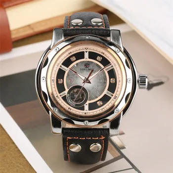 

Men's Watches Steampunk Self-Wind Mechanical Genuine Leather Watch Band Business Man Wristwatches reloj masculino Top Brand Luxu