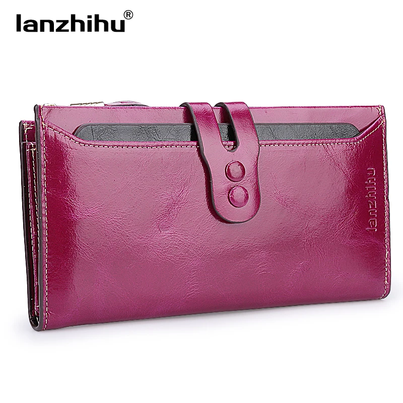 

Women Genuine Leather Wallet High Quality Long Design Leather Purse Ladies Cowhide Card Case Female Phone Holder Women's Clutch