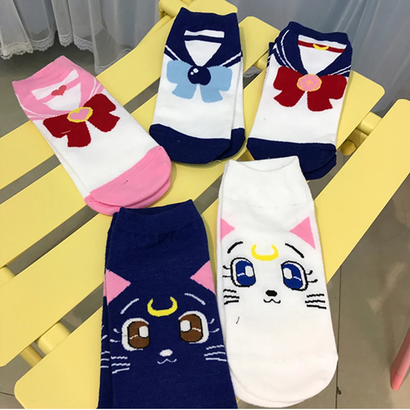 1 pair Fashion Girls Women's Cotton Socks Anime Sailor Moon Ankle Casual  Dress Socks Cute Novelty Female Socks|Costume Accessories| - AliExpress