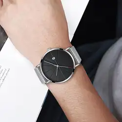 LinTimes мужские наручные часы стильные высокого класса бизнес металлический ремешок ультра-тонкие наручные часы повседневные кварцевые часы