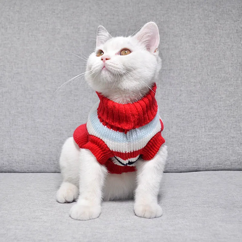 Одежда для кошек собак Зима Осень Теплый кот вязаный свитер щенок прыгун Мопс пальто одежда пуловер вязаная рубашка одежда для котенка