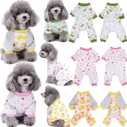 Small Dog Pajamas Rompers Clothes Floral Adorable Cotton Jumpsuit