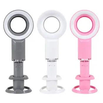 

Mini Leafless Fan with Phone Holder Function 3 Speed USB Charging Air Cooling Fan with Beauty Light Girl Creative Birthday Gift