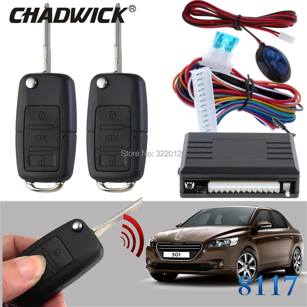 

Flip key remote #26 blank Keyless Entry System for Peugeot car 12V Central lock Locking system with LED indicator CHADWICK 8117