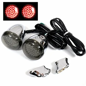 

Rear Chrome LED Bullet Smoked Turn Signals&Short Brackets For Harley Softail Dyna Sportster XL 1200 883