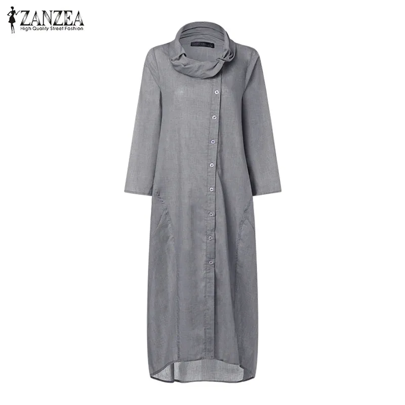 ZANZEA Women Dress Plus Size Dresses Turtleneck Maxi Long Dress 2019 Spring Casual Irregular Vestidos Robe Femme Elegant Vestido ZANZEA Women Dress Plus Size Dresses Turtleneck Maxi Long Dress 2019 Spring Casual Irregular Vestidos Robe Femme Elegant Vestido